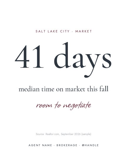 Market graphic showing a median of 41 days on market in Salt Lake City